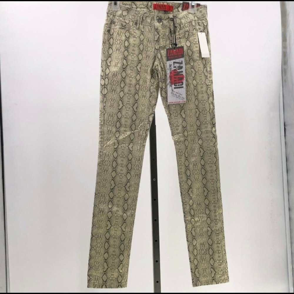 ✅ NWT ZANADI Snakeskin Animal Print Skinny Chino Pant Stretch Fit Size 1 Juniors